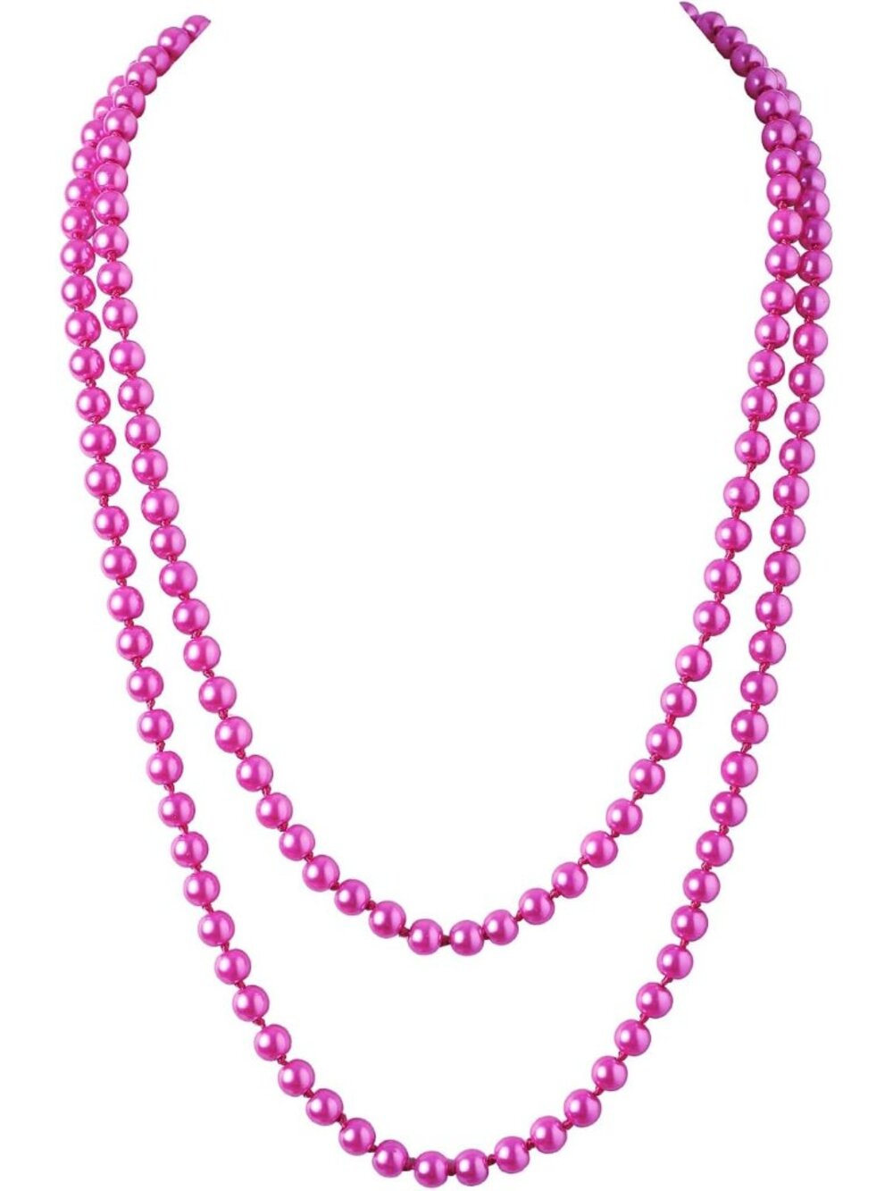 Women's Rose Red Pearl Necklace 59 Inch Long Faux Pearl 1920s Flapper Choker